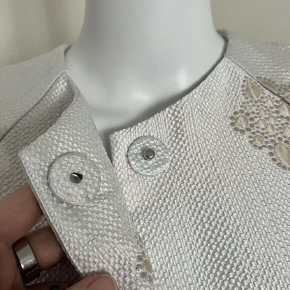 Carlisle Collection Womens Amelia Jacket Size 4 Metallic White Gold Embroidered - Picture 6 of 11